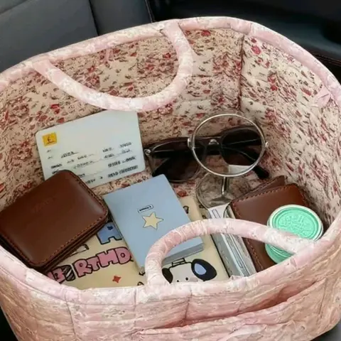 Car Interior Storage Basket, Floral Pattern Basket, Removable Basket, Detachable Basket, Home Organizer Bag for Clothing, Books and Work Supplies, Space-Saving Versatile Storage Multi-Purpose Car Accessory