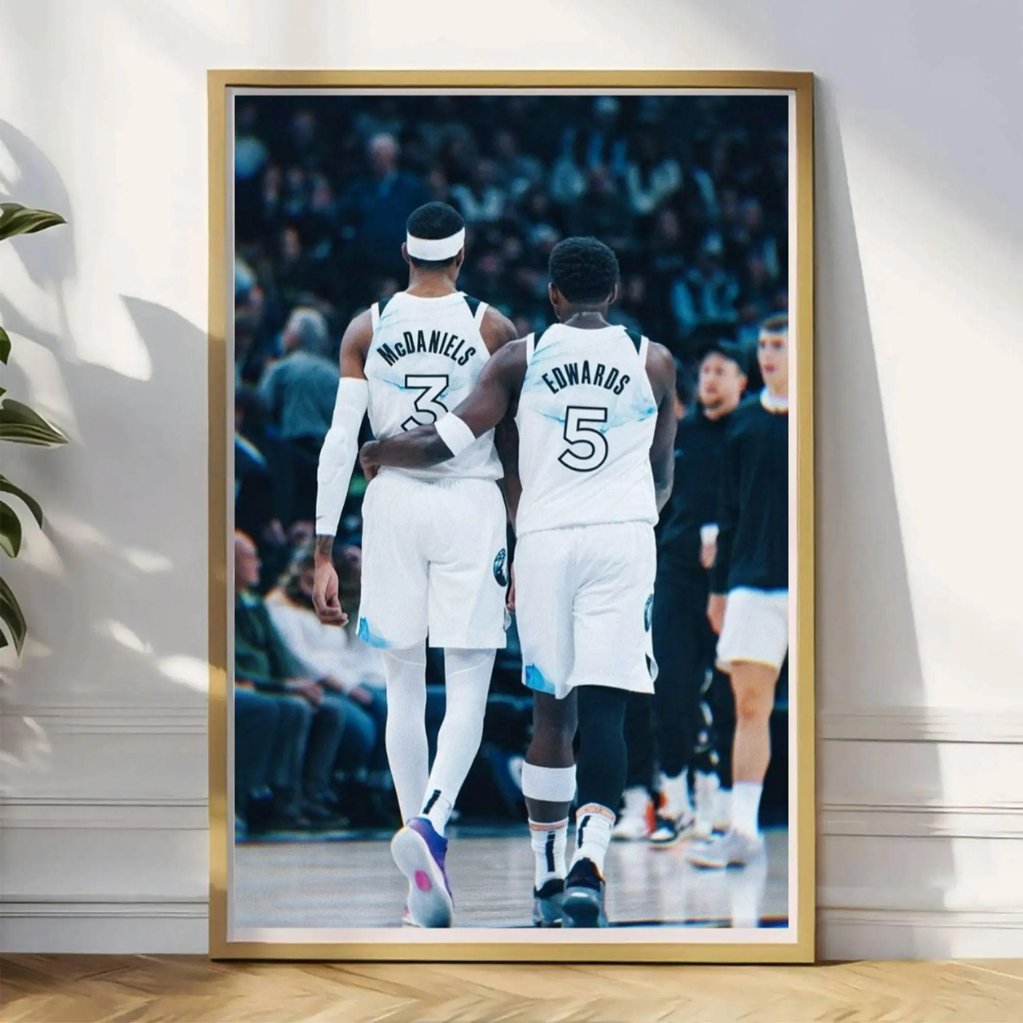 [SALE UP TO 40%] [Unframed] Retro Wolves Duo Poster, Anthony Edwards & Jaden McDaniels Basketball Wall Decor