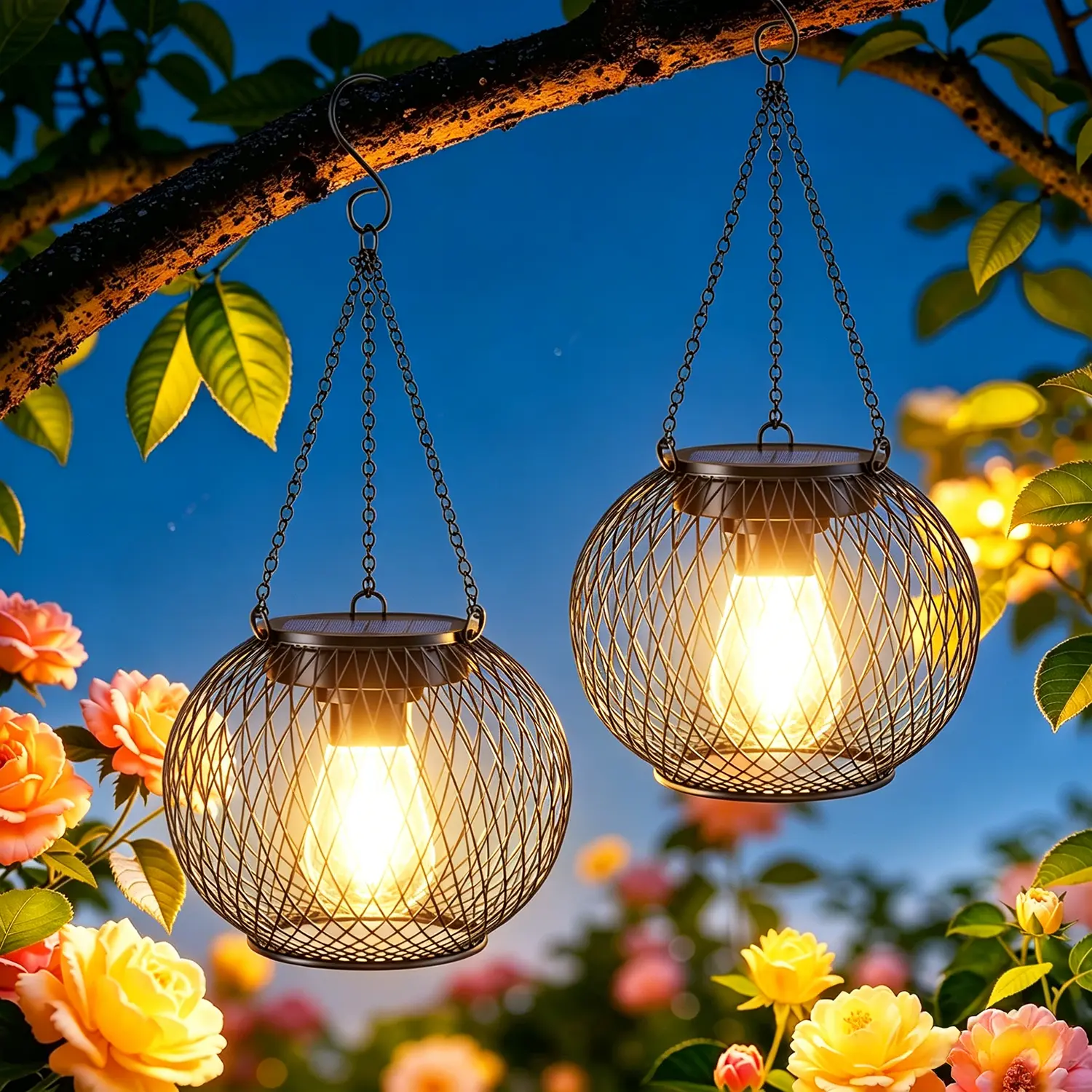 KOOPER Solar Lantern Outdoor Waterproof, Upgraded Hanging Solar Lights Outdoor Garden Decorations Decorative Lighting Solar Powered Waterproof Lantern for Garden Yard Patio Pathway   Tree, 2/4 Pack