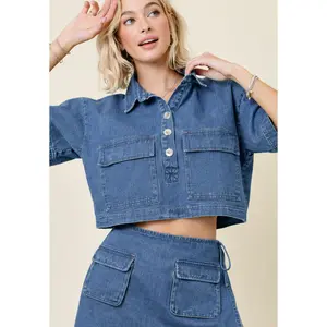 Renée Cropped Denim Top