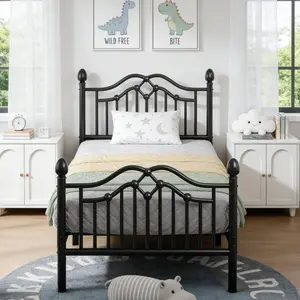 Twin Metal Bed Frame with Classical Headboard and Footboard, Platform Bed Frame for Kids, Sturdy Metal Slats, Customized