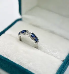 Natural Blue Sapphire Ring with S925 Sterling Silver/September Birthstone/Gift for Her