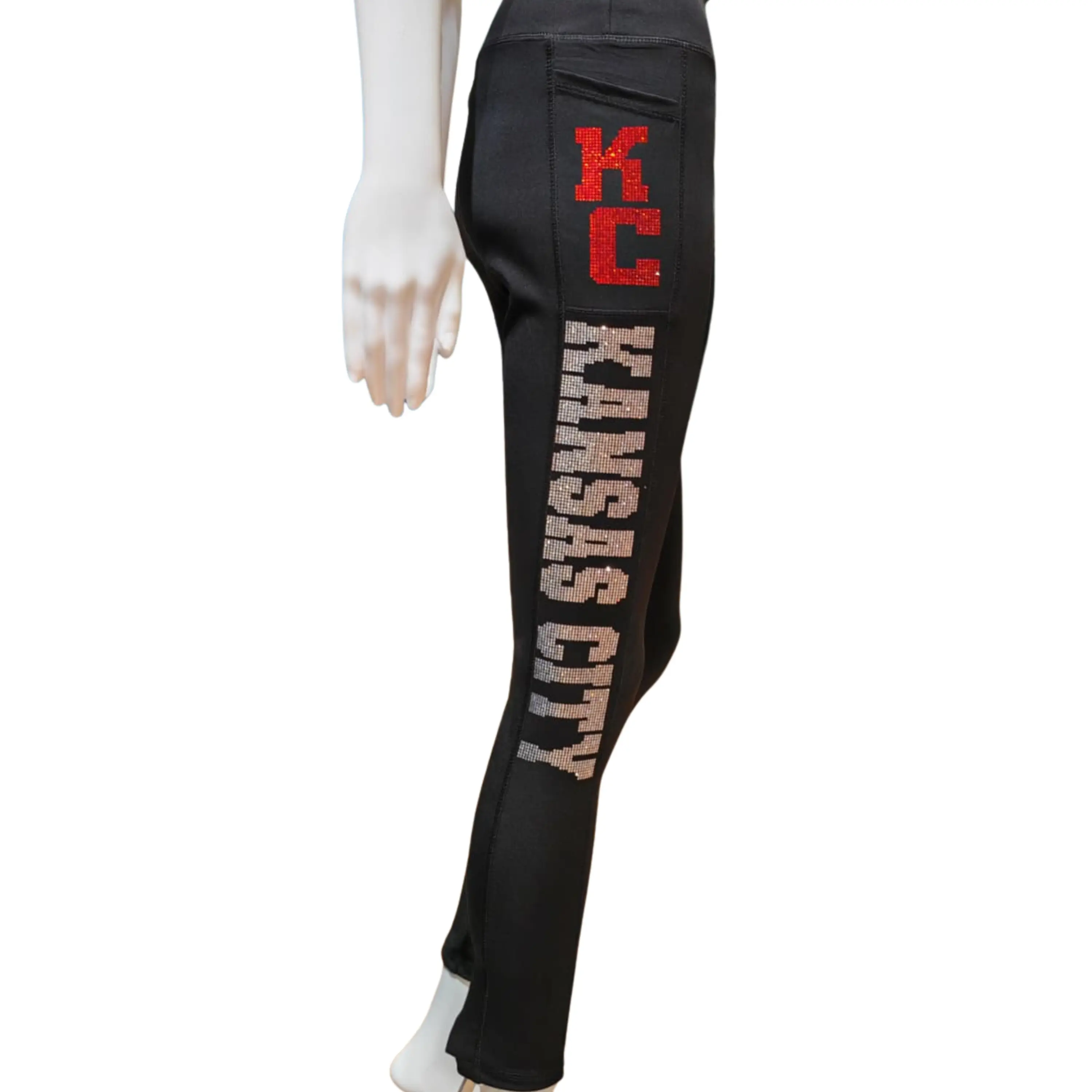 Kansas City Athletic Leggings - Black Figure Sculpting Skinny Leggings with Elastic Waistband & Side Pockets for Yoga & Running High-Quality Materials & Comfortable Design