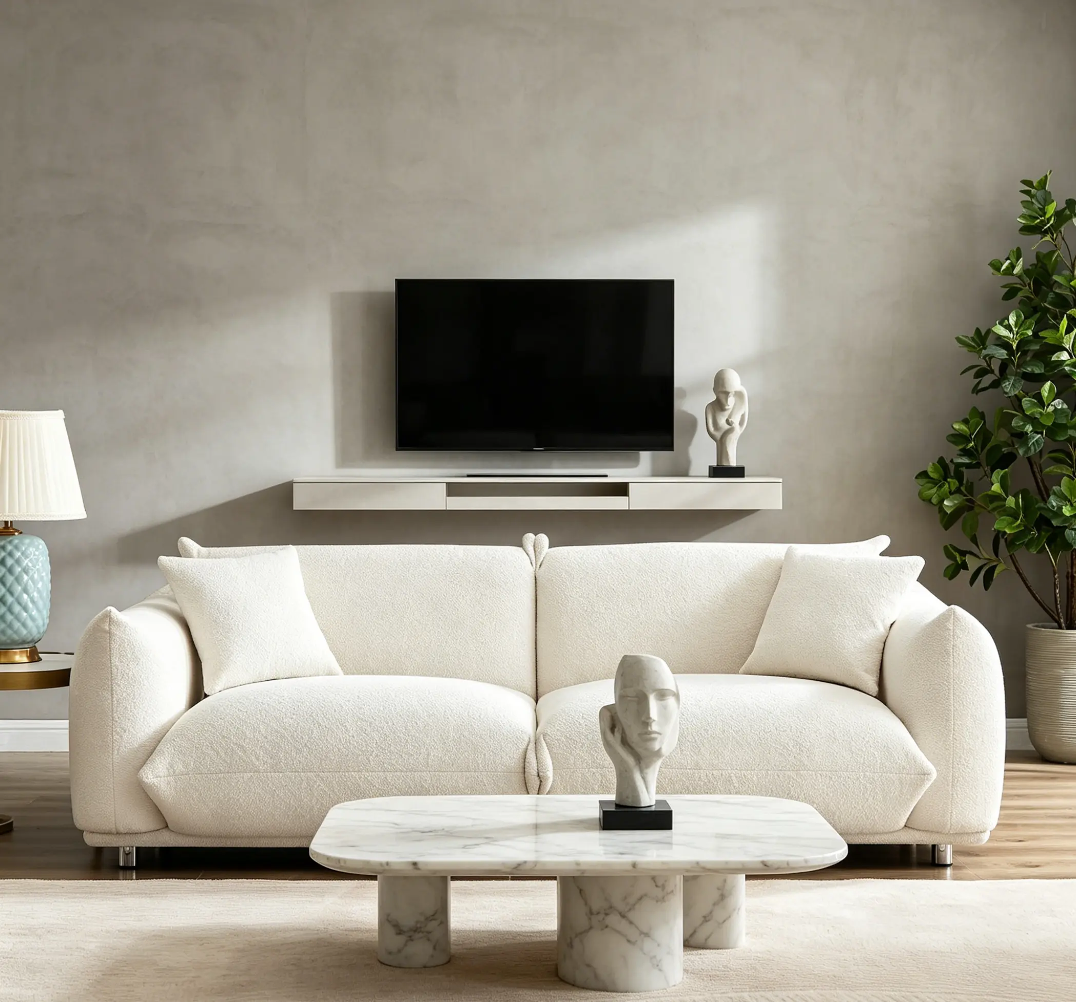 Oversized 2-Seater Sherpa Loveseat Sofa - Solid Wood Frame, Metal Legs, 2 Pillows - Indoor Living Room Furniture for Apartments, Offices