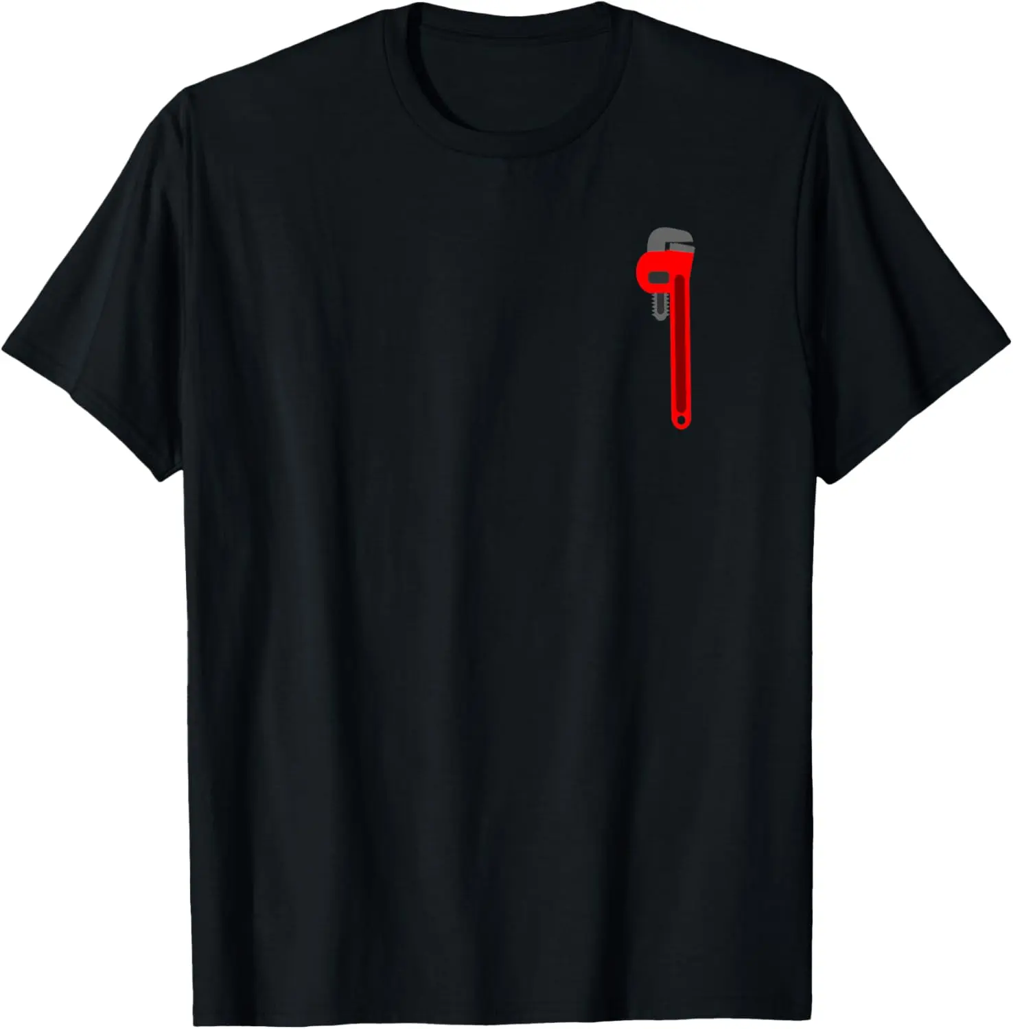 Lady's 100% Cotton Short-Sleeve Vintage Round Neck Graphic Everyday T-Shirt - Plumber Pipefitter Pipe Wrench Plumbing Themed Gift Top