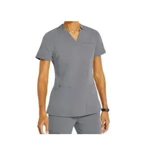 Women Medical Scrub Top – Comfortable Breathable Workwear Uniform Fit Lightweight Pockets Style Womenswear Clothes Fabric Formal