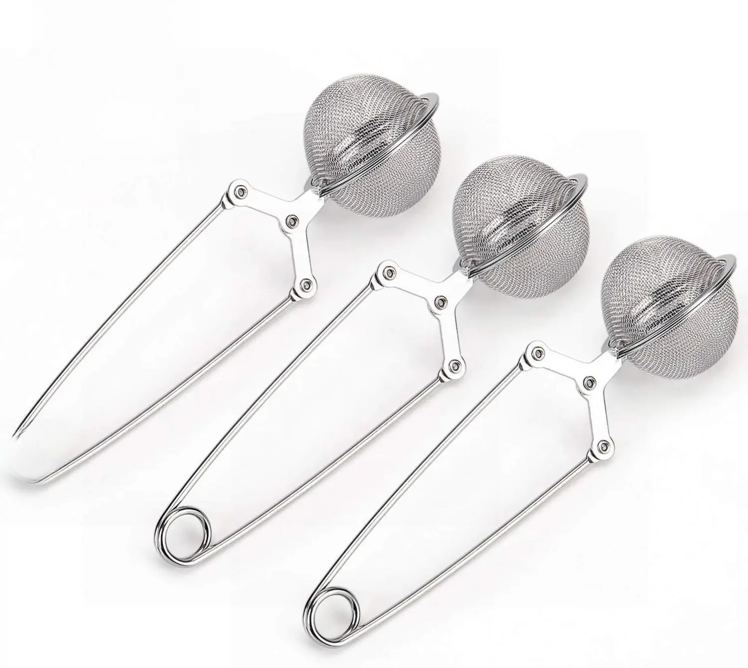 Snap Ball Tea Strainer, JEXCULL 3 Pack Premium Stainless Steel Tea Infuser with Handle for Loose Leaf Tea Fine Mesh Tea Balls Filter Infusers
