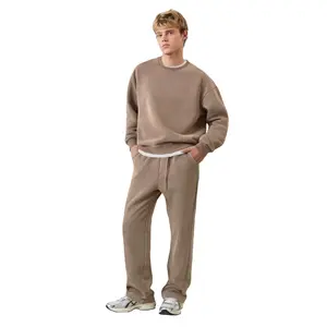 Washed Crew Neck Pullover + Oversized Washed Drawstring Pants Bundle - Versatile Unisex Outfit for Errands, Hangouts & Layering Looks