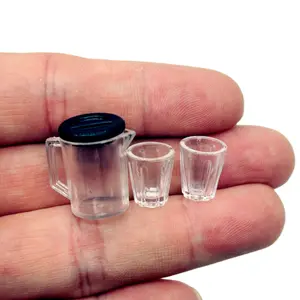 3-Piece 1:12 Scale Miniature Transparent Water Bottle & Cup Set Model | Decorative Model | Dollhouse/Miniature House Accessory | DIY Tiny Kitchen/Dining Table/Countertop Scene Decor | Non-Functional Micro Ornament