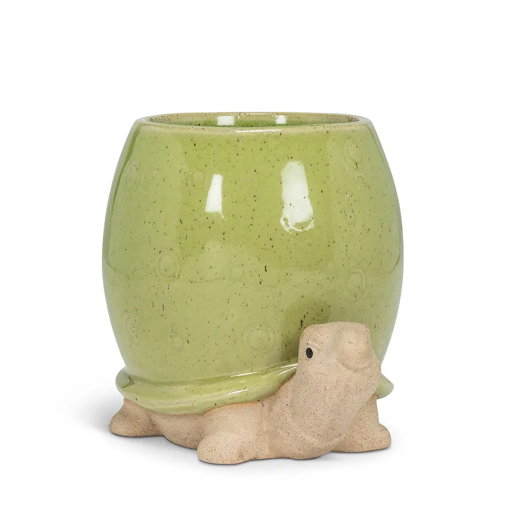 Abbott Collection AB-27-CRITTER-188 5 in. Tall Turtle Planter, Green