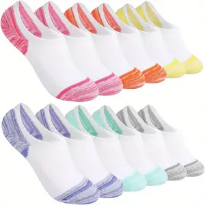 Women's 6-Pair No-Show Ankle Socks - Low Ankle Invisible Liners with Anti-Slip Design, Multicolor Sporty Socks for Sneakers, All-Season, Gifting Option