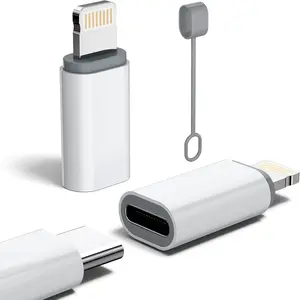MFi Certified 27W USB C to Lightning Adapter (2 Pack) - Fast Charging Data Sync, Lightning to USB Type C Cable Adapter for iPhone14/13/12 Series, iPad, AirPods, with Anti-Lost Loop, Not for Audio/OTG