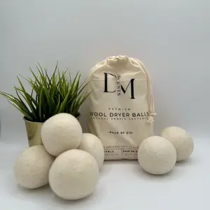 Pack of Six Premium Wool Dryer Balls - Reduce Drying Time & Wrinkles Accessories Laundry Traditional Room