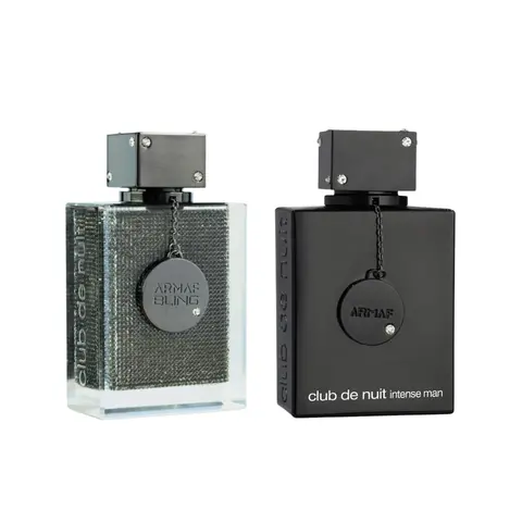 Armaf Club De Nuit Men’s Fragrance Bundle - Wood-Infused Long-Lasting Luxury Scents, Intense EDT 3.6 oz + Bling EDP 2.5 oz