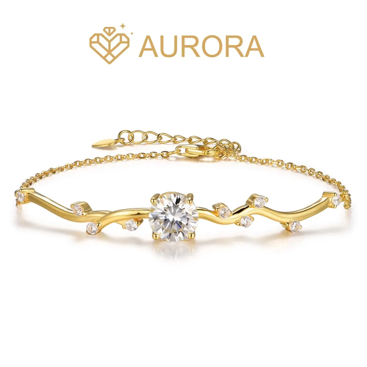 【#198 Wave】Moissanite Bracelet women high quality  Birthday Party Gift Bracelet Synthetic Moissanite
