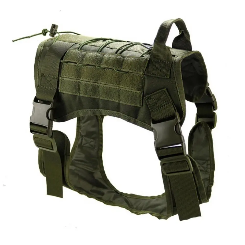 Military Tactical K9 Harness with Nylon Bungee Leash, Working Dog Vest for Training & Running, Fits Medium-Large Breeds Like German Shepherd (Chest 88-114cm, Green)