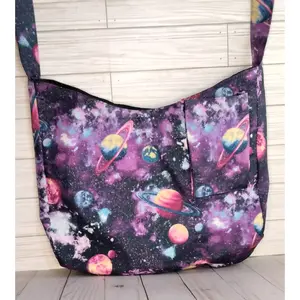 Purple Galaxy Hobo Tote Bag Women's Oversized Overnight Shoulder Bag