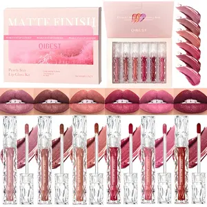 6-pack fine glitter lip gloss set, waterproof, anti smudging, non stick cup, long-lasting and non fading lip gloss set