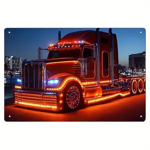 Vintage LED Semi-Trailer Iron Wall Art Poster - Durable, Waterproof Tin Sign with Pre-Punched Holes for Easy Hanging - 7.87x11.81 Inches - Perfect for Game Room, Living Room, Bedroom, Home Office Decor, Living Room Artwork | Decorative Poster | Easy Moun