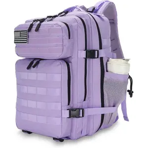 25L Purple Tactical Backpack for Women&Man - Molle Daypack for School & Gym