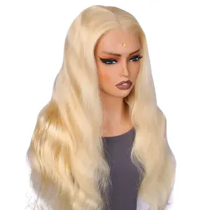 LWIGS No Glue No Spray 613 Blonde Body Wave 9x6 Skin Melt Real HD Lace Closure Wigs Pre-Plucked Clean Hairline Bleached Single Knots Glueless Wigs 200% Density