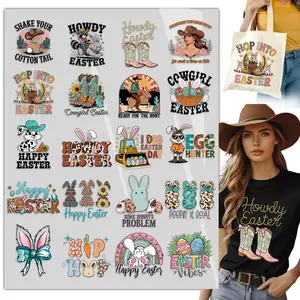 20pcs Easter DTF Heat Transfer Bundle – 20 Christian & Bunny Designs – Iron On for Shirts, Hoodies, Tote Bags, Aprons & Pillows