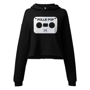 Big White Tape Crop Hoodie