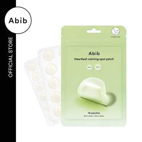 Abib Heartleaf Calming Hydrocolloid Spot Patches - Tea Tree Blend, Cica Infused, Waterproof, Antioxidant, Dust Free, Acne Treatment, Redness Relief, Gaultheria Procumbens Leaf Extract, 78 Patches (2 Sizes), 10g, for Sensitive & Strawberry Skin Care