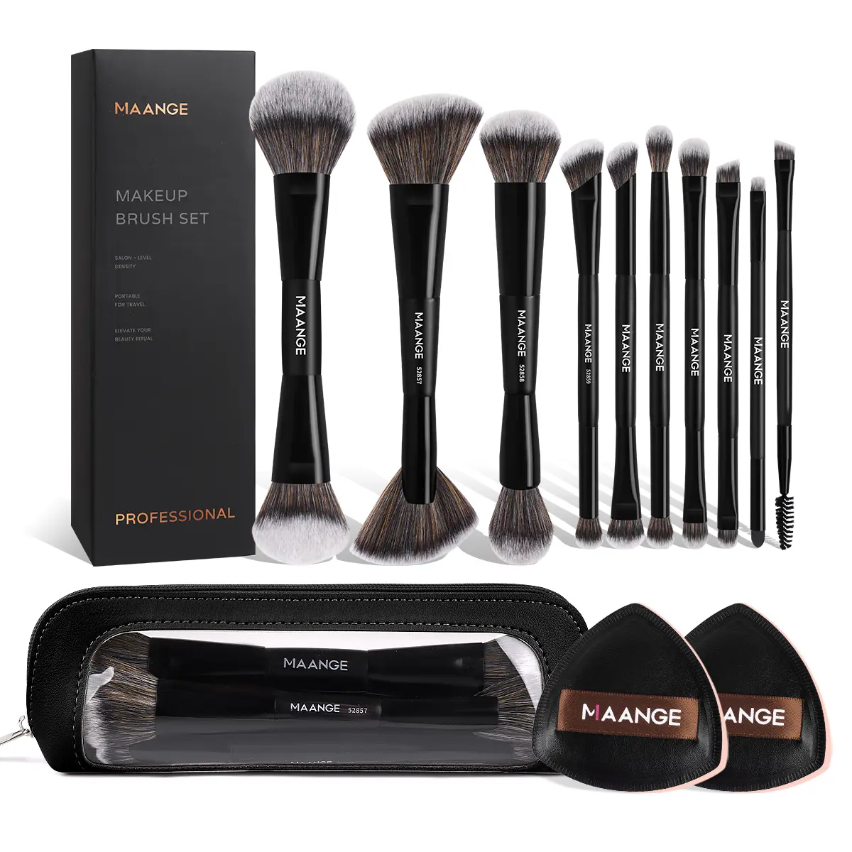 MAANGE 10Pcs Makeup Brush Set with Storage Bag,Beginner-Friendly Makeup Tool Set,Professional Multifunctional Makeup Brushes Kit for Liquid Foundation, Cream, Powder Makeup for Women, Travel & Daily Use#DealsForYouDays#SummerWins