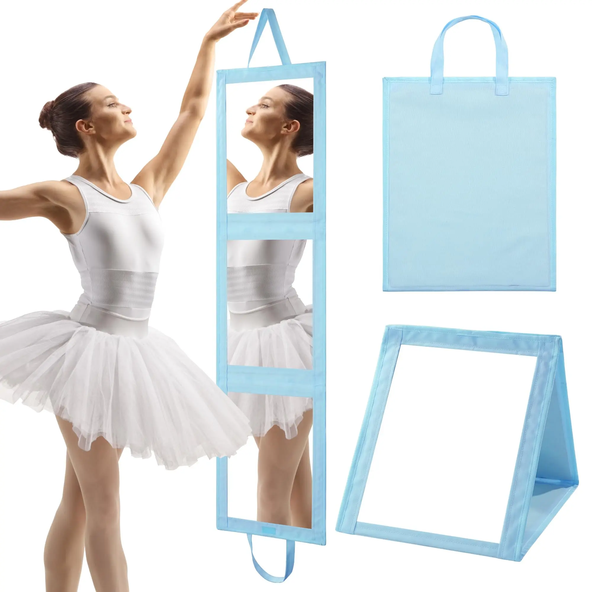 Hombys Portable Tri Folding Full Length Mirror - Floor-Standing Grooming Mirror with Handle, See Full Outfit, See Workout Form for Travel-Dance Use -- digital western,dorm essentials