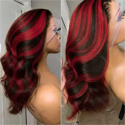Black Hair with Red Highlights for Men TikTok Shop