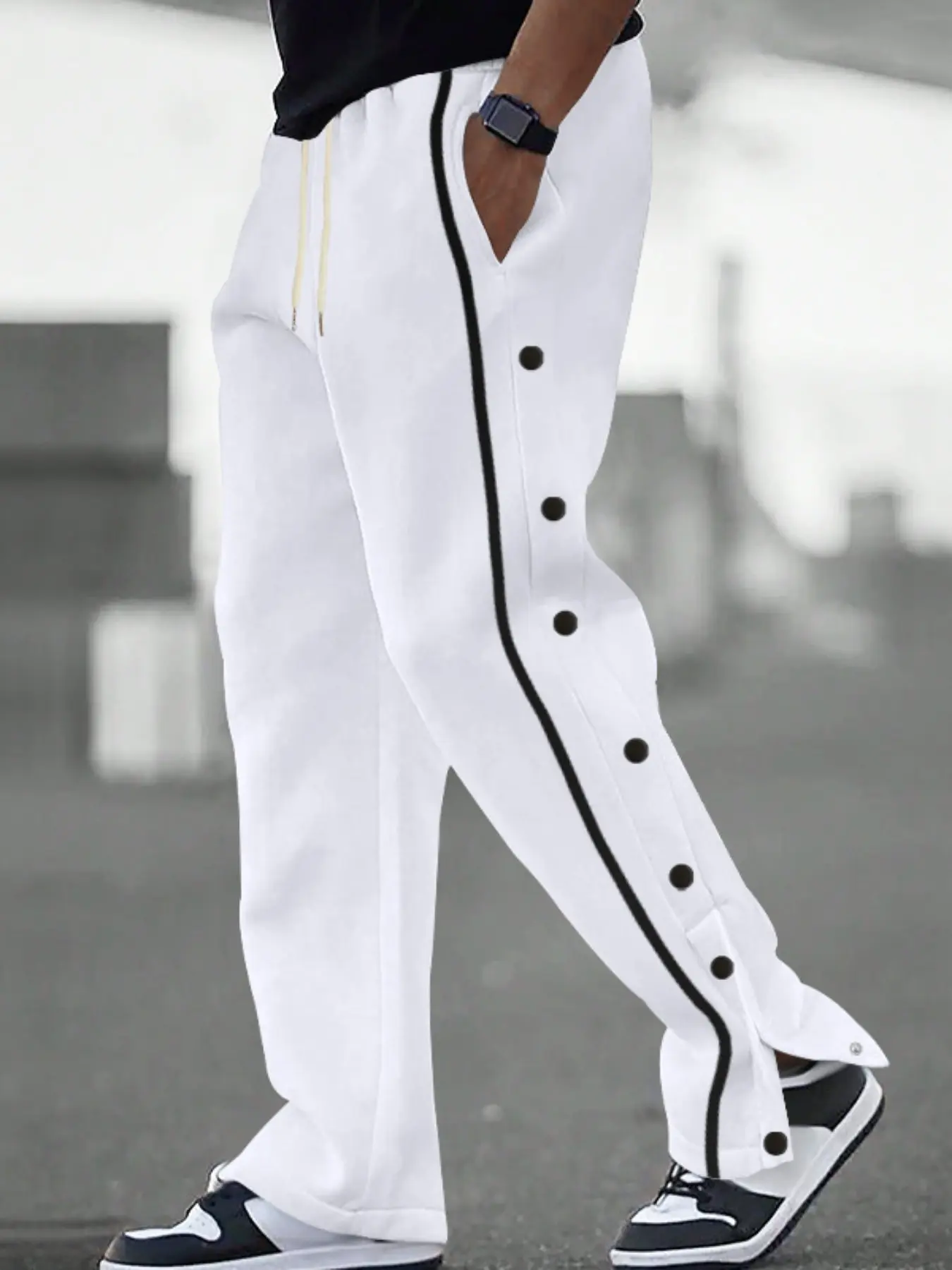 Trendy Four-Season Men's Casual Loose-Fit Sports Pants, Solid Color Pants, Youthful Versatile Joggers, Daily Wear Long Trousers for All Seasons
