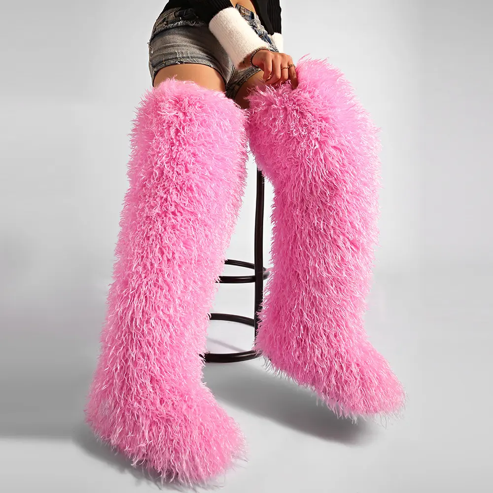 72cm imitation Tan sheep bright pink pur