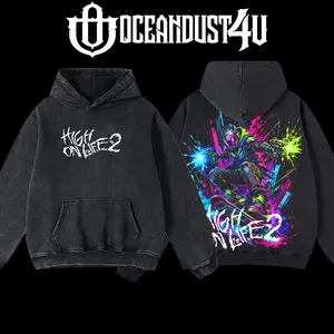 OceanDust4U High On Life 2 Cyberpunk Menswear Hoodie & T-shirt - 100% Premium Cotton Fabric, Oversized Unisex Pre-Washed Classic Top, American Made