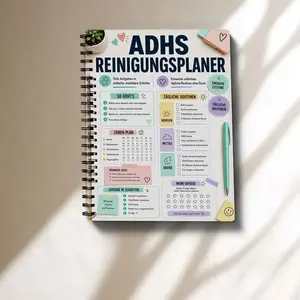 Adhs Reinigungsplaner Spiral Planner, German Adhd Cleaning Journal, Step-By-Step Task Tracking, Organize Your Cleanup Effortlessly