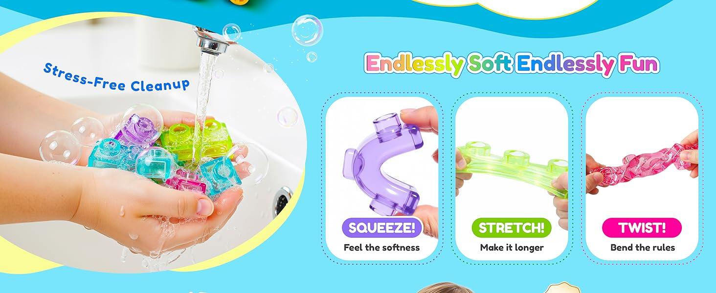 40 Pcs Soft Jelly Blocks , Squishy Multi-color Stacking Jelly Building Blocks Toy Set, Non-toxic Sensory Tactile Play Toy Safe Squishy Squeezable & Stretchable Fun, Puzzle Blocks for Kids Early learning Preschool STEM Creative Construction Age 2+