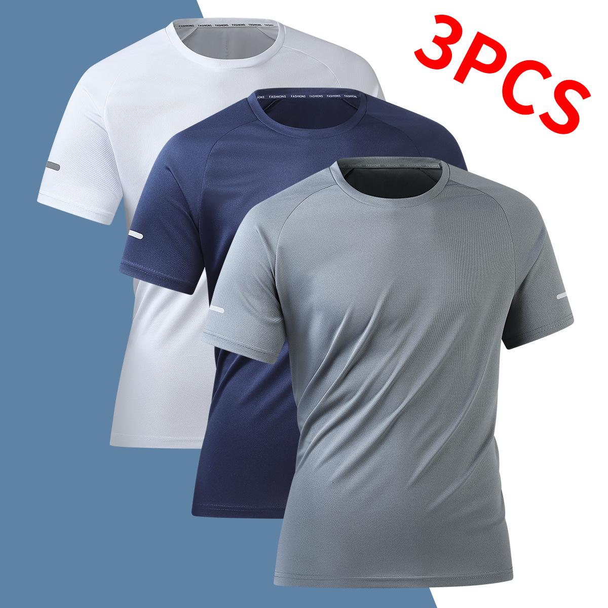 Men's Solid Color Athletic T Shirt Quick Dry Lightweight Breathable Workout Tee for Men, Casual Running Gym Fitness Shirt for Daily Wear, Summer Activewear
