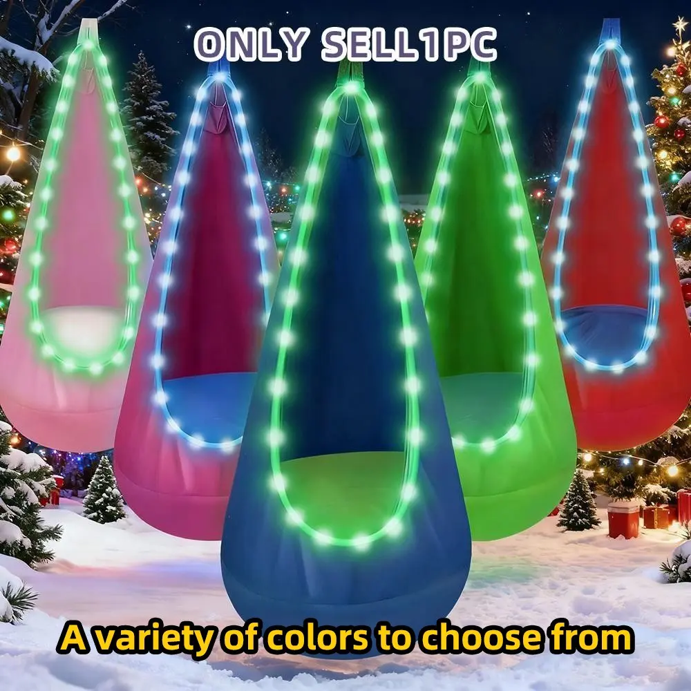 Colorful Swing Seat Set with Lights, Hanging Hammock Chair with Inflatable Pillow, Indoor and Outdoor Use, Festival Gift, Egg Swing Chair, Swinging Chair Outdoor, Outdoor Patio Swing, Outdoor Swings