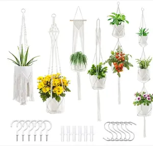Macrame Plant Hangers, 6Pack Hanging Planters for Indoor Plants w/ 6 Set Hangers Kit Handmade Macromay Plant Hangers Indoor Flower Pots Holder Stand for Boho Home Décor (POTS NOT Included)