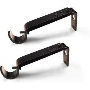 Curtain Rod Brackets Heavy Duty Drapery Hardware Adjustable Rod Holders for 7/8 or 1 Inch Rods, Set of 3 (Bronze, fits rods up to 1 inch)