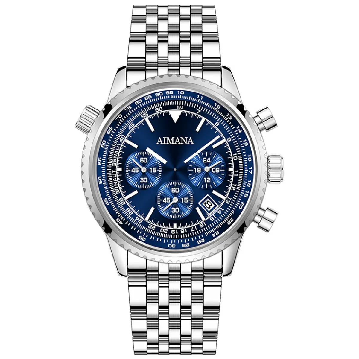 Trendy Luminous Chronograph Watch Waterproof 24H Indicator Small Seconds Calendar For Men
