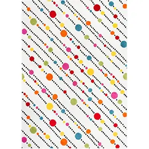 Well Woven  Dandy Dots & Stripes Kids Rug, Ivory - 3 ft. 3 in. x 5 ft.