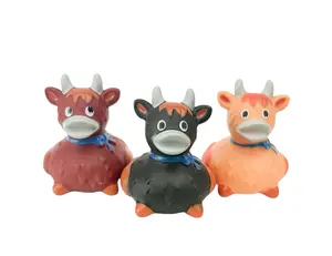 Highland Cow Themed Rubber Duck Ducks - Brown Tan Black - Farmer Farming Animal Ducks - Individual or Pack of 3 gifts