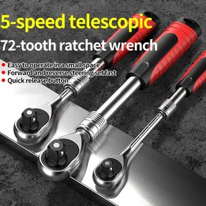 72 Tooth Extendable Ratchet Wrench, 1/4 Inch, 3/8 Inch, 1/2 Inch Specifications, Quick Release & Reversible Socket Wrench