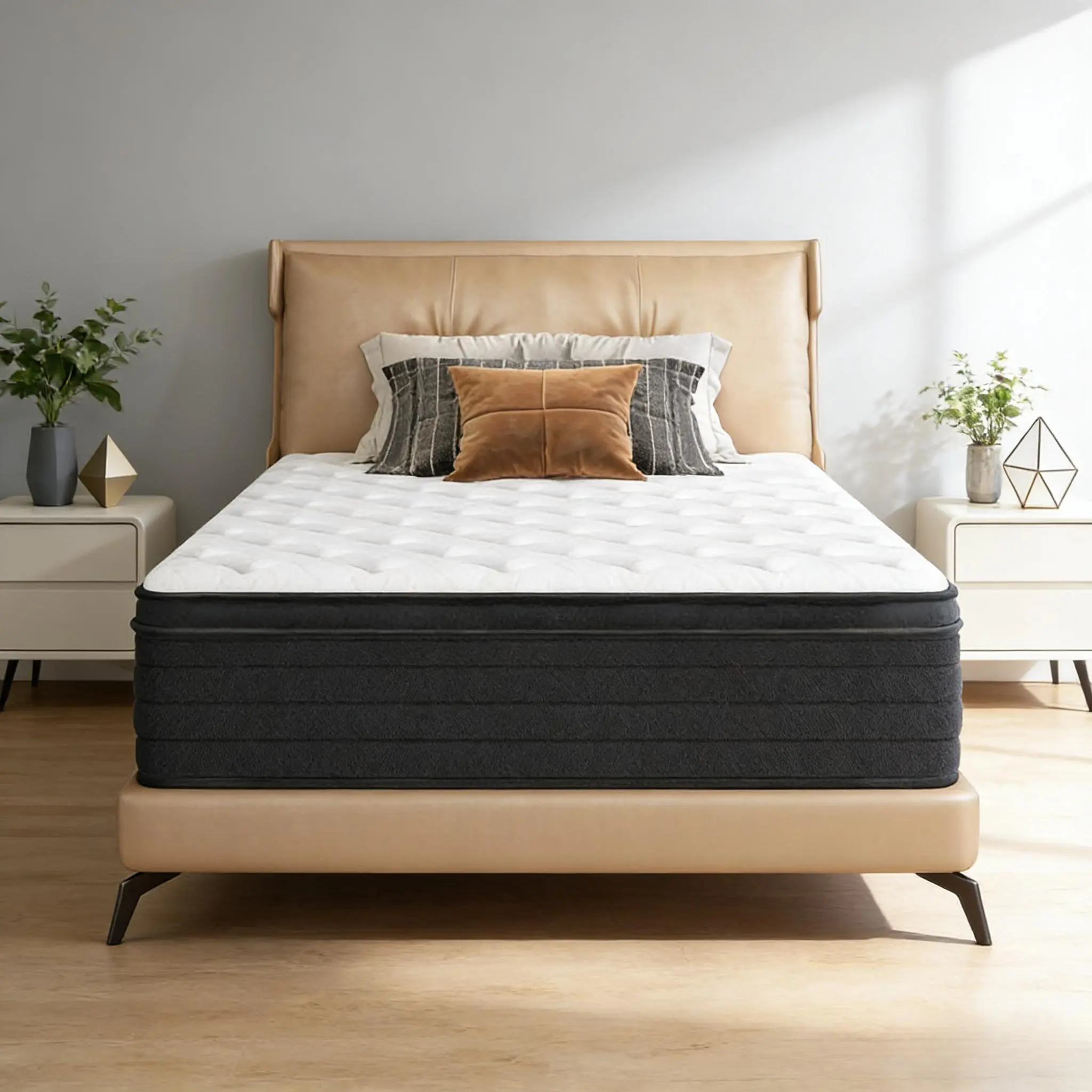 Ergonomic Pocket Spring-Memory Foam Hybrid Queen Foldable Mattress - 10-14 in, Cotton Knitted Anti-Bacterial Breathable Fabric, Medium Firmness Support, Neck Support, Reinforced Edges, Motion Isolation, Easy Setup, Ideal Christmas Gift for Deep Sleep, Fir