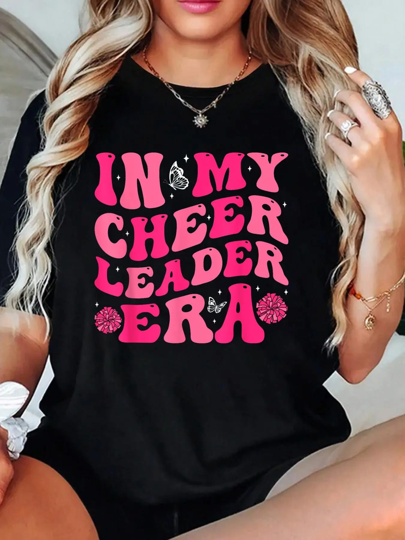 100% Cotton T-shirts In My Cheerleader Era Cheer Coach Cheerleading Women Girls T-Shirt