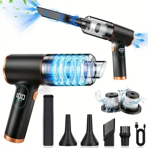 Car Vacuum Cleaner Cordless, High-Power Brushless 12000PA Mini Hand Held Vacuum Cleaner With Multi-Functional Nozzle & 2 Replaceable Filters, 2 In 1 With Digital Display Portable Car Vacuum For Car, Home, Office, Pet, Without Battery