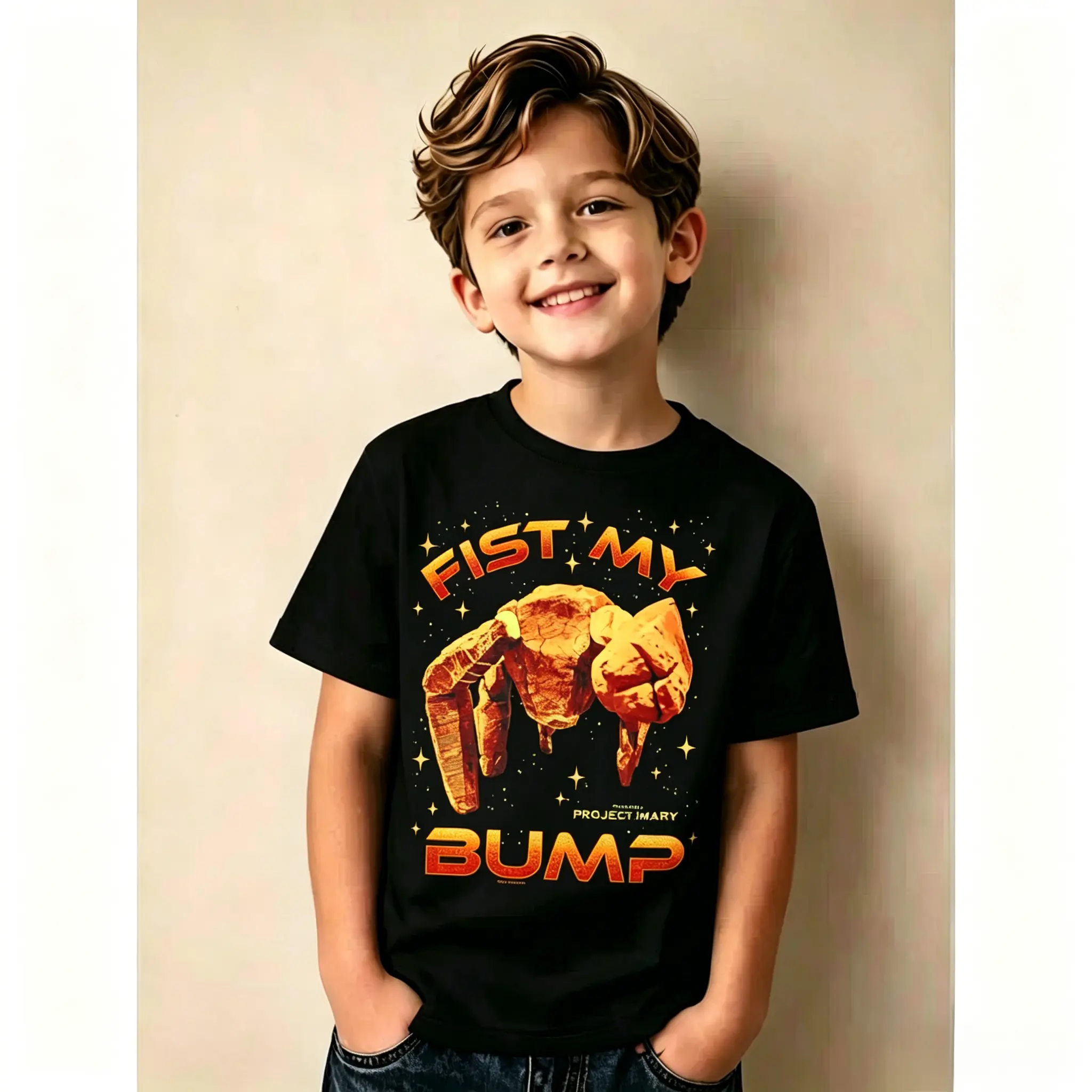 Project Hail Mary Fist Me Bump T-Shirt, Rocky The Alien Poster Tee for Men Women, Unisex Adult Funny Sci-Fi Merch