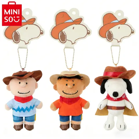 Miniso Western Cowboy Themed Snoopy Soft Plush Keychains - Unisex Cartoon Character Aesthetic Keychain, Key Holders, Keyrings for Keys, Ideal for Snoopy Lovers, Back To School Accessory
