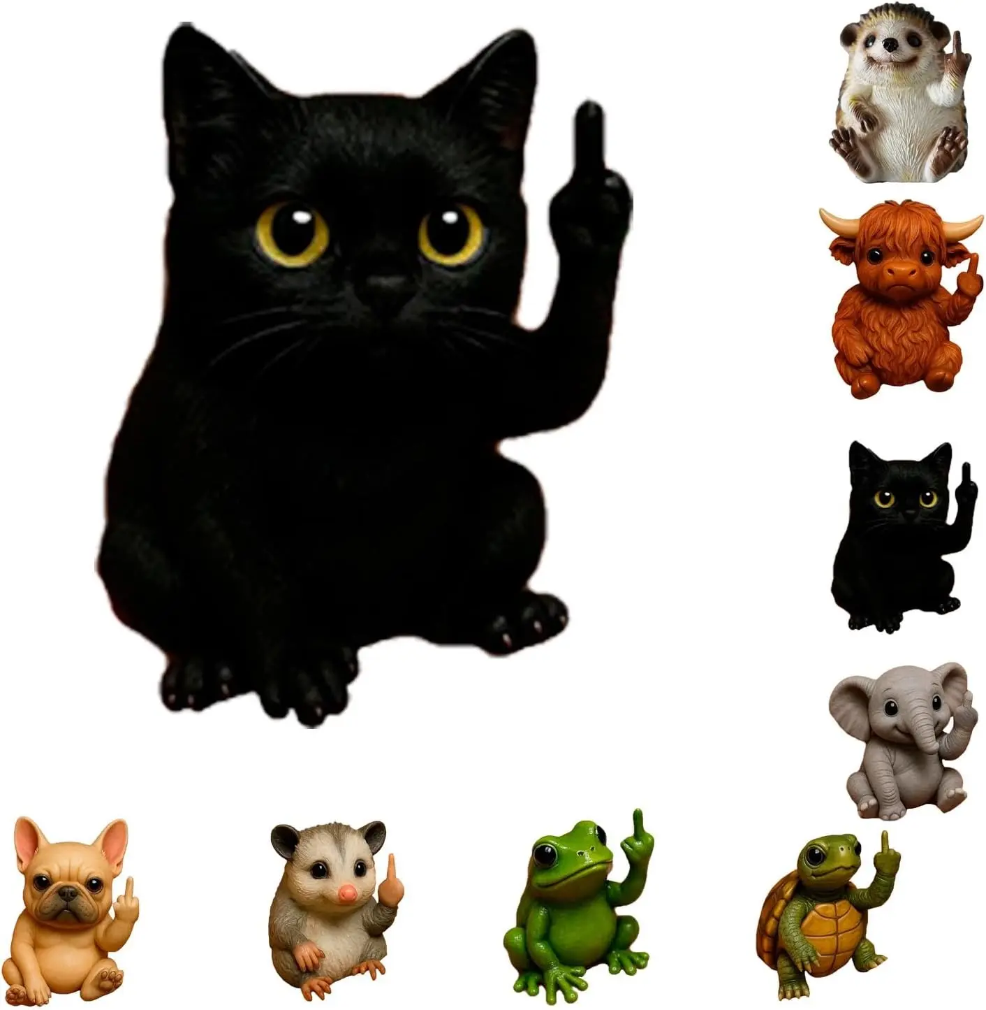 Funny Cat Middle Finger Mini Statue - Home Office Desk Decor Sculpture, Unique Gift for Home Supplies & Figurine Collectors